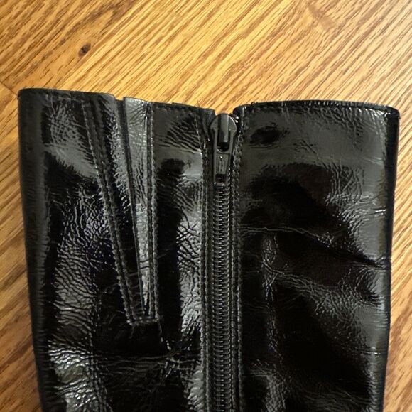 La Canadienne Womens 7 Boots Black Patent Leather 19168 Zip Mid Calf Square Toe - Picture 6 of 14